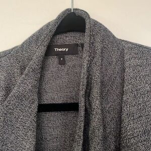 Theory: grey wool long open cardigan